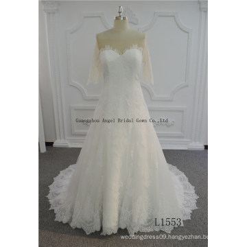 Empire Sweep Train Embroidary Princess Bridal Gown Tulle Wedding Dress